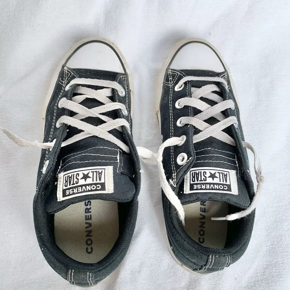 Converse All Star Kids Low Top Canvas Lace-Up Sneakers Black/White US 4